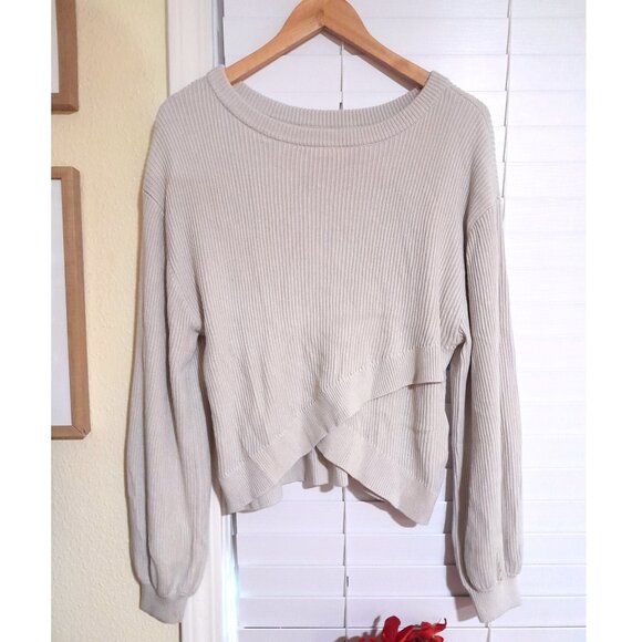 Cashmere 5% Lululemon Reversible Women's Fall Sweater sz 10 Bone Color - Picture 1 of 6